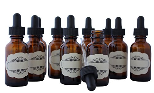 Royal Green 1 Oz (30 ml) 10 Pack Amber Glass Bottles Boston Round with Glass Eye Dropper + Include Labels for Your Marking Convenience Royal Green 1 Oz (30 ml) 10 Pack Amber Glass Bottles Boston Round with Glass Eye Dropper + Include Labels for Your Marking Convenience
