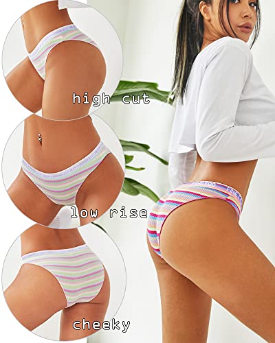 Finetoo Cotton Underwear For Women Cheeky High Cut Breathable Stretch Sexy Ladies Hipster Bikini Panties Pack S-Xl thumb #2