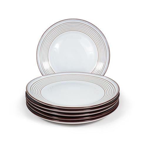 CARK - Juego de 6 Platos Cerámicos Planos 22cm, Aptos para Microondas y Lavavajillas,Brillante,Vajilla apilable,Platos Moderno，elegante y duradero,resistentes al horno