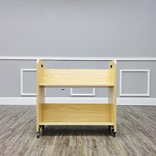 FixtureDisplays® Wood Book Cart Library Cart Pew Cart Magazine Rack Moving Cart Rolling Storage Cart 32X30X13\" 10968-NEW