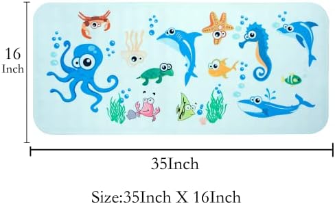 BEEHOMEE Bath Mats for Tub - Large Cartoon Non-Slip Bathroom Bathtub Mat Anti-Slip Shower Mats for Floor 89*40CM,Machine Washable XL Size Bathroom Mats (Octopus)