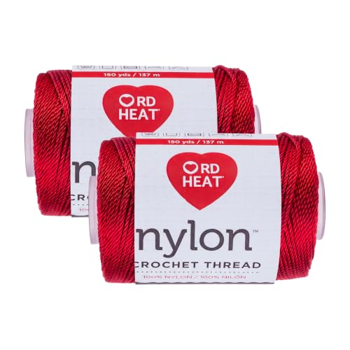Red Heart Crochet Thread Yarn, 150 Yards, Nylon (Pack of 2)
