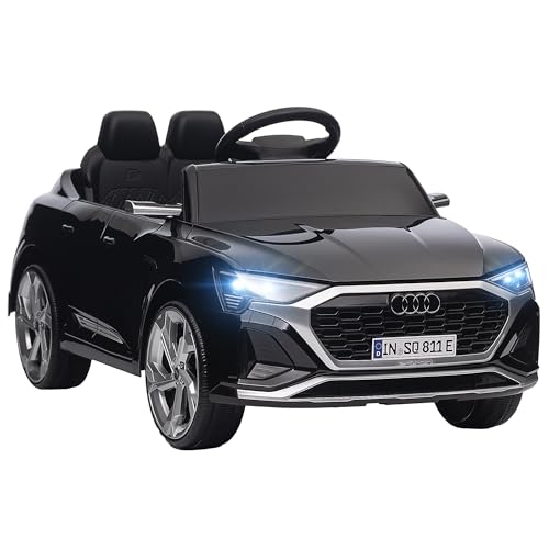 AIYAPLAY Coche Eléctrico para Niños de +3 Años Audi Q8 Etron sportback Carro Eléctrico Infantil con Batería 12V Mando a Distancia Ruedas con Suspensión de Muelles Faros Bocina y Música Negro