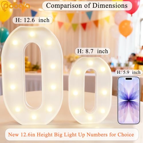 Image of Pooqla 30th Birthday Decorations for Her Him, Large 12.6 in Tall Light Up Numbers for Party Decorations Table Decor, Big Marquee Numbers 30th Birthday Gift for Women Men Wedding Anniversary Decor