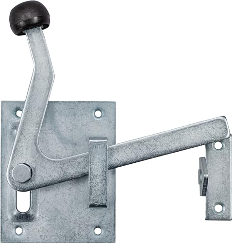 Connex Gartentorfalle - 80 x 100 mm - Mit Klinkhaken - rechts & links - verzinkt/Torfalle mit Knauf/Gartentorriegel/Gartentorverschluss/Holztorbeschlag / DYB2900011