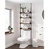 Allzonebathroomorganizeroverthetoiletstorage4tieradjustablewoodshelvesforsmallroomssaverspacerack92to116inchtallnarrowcabinetrusticbrown  Urban Country Home Decor Allzone bathroom organizer over the toilet storage 4 tier adjustable wood shelves for small rooms saver space rack 92 to 116 inch tall narrow cabinet rustic brown  urban country home decor