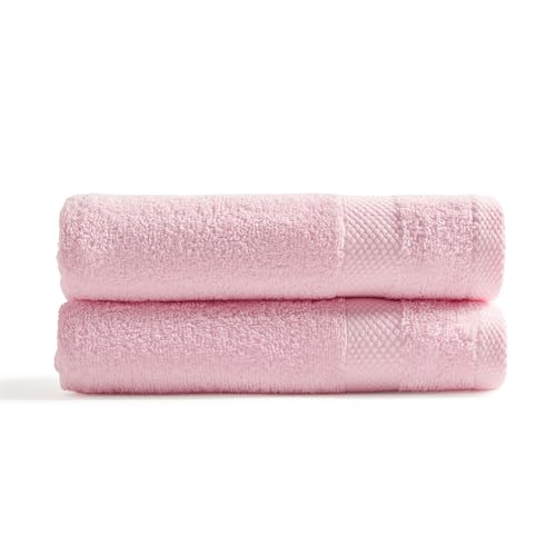 WECA FAMILY Juego de Toallas de Baño100% Algodón, 500 g/m², Toalla de Tocador 30x50 cm, Rosa Bebé, Pack de 2 Unidades