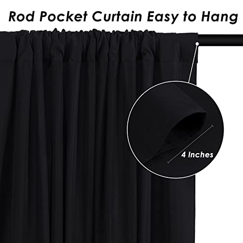 Image of Black Backdrop Curtains 30ft x 10ft: Polyester Photo Backdrop Drapes - 6 Panels 5x10ft for Halloween Party Stage Birthday Background Decoration