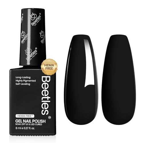 Image of beetles Gel Polish Classic Black Gel Nail Polish - Gel Polish Hema Free Soak Off Uv LED Fall Nails Art Lamp 8ml DIY Home Manicure Salon Silent Charm