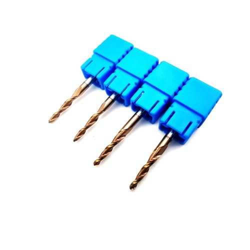 Image of HRC55 2Flutes Tungsten Solid Carbide Tapered Ball Nose Carving End Mill 1 /8 inch inches Shank 2D 3D Woodworking Tool CNC Router Bits CNC end Mill with TiAIN (4pcs, Radius=1.0mm)