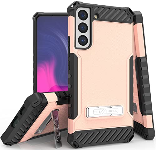 Nakedcellphone Tri-Shield Series for Samsung Galaxy S22 Plus 5G Case, Tri-Shield [Military Grade] Rugged Cover with Metal Kickstand [includes Wrist Strap Lanyard] - Black