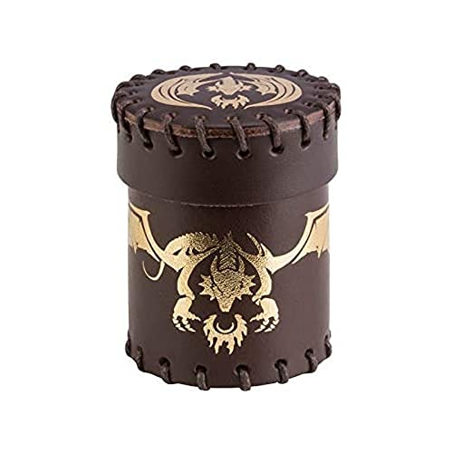 Q WORKSHOP Flying Dragon Brown & golden Leather Dice Cup Cover