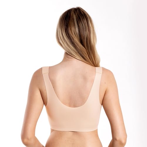 Image of Floatley to The T-Shirt Scoop Neck Bra for Women, Silky Comfort Wirefree Seamless Grip Band Pullover Bra with Removable Pads