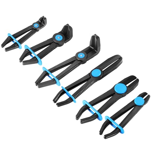 DASBET Hose Clamp Pliers Straight Hose Pinch Off Pliers Set Fuel Line Clamps Hose Clamp Pliers for Fuel Hoses, Flexible Hoses, Brake Hoses, Gas Lines, Coolant Hoses (3PCS Straight ＋ 3PCS 90°Angled)