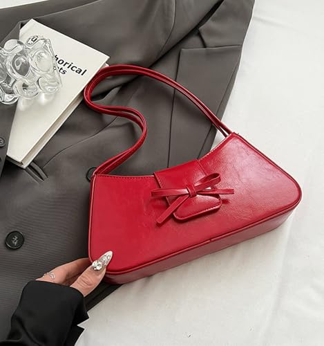 Image of Shoulder Bag for Women, Hobo Handbags Trendy Y2K Purses Patent Leather Clutch Bag Cute Bow Purse