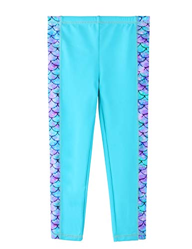 Image of TFJH E 2 Piece Long Sleeve Girls Swimsuits UPF 50+ Rash Guard Sets Bathing Suits Beachwear 313 Cyan Scale Long 8A