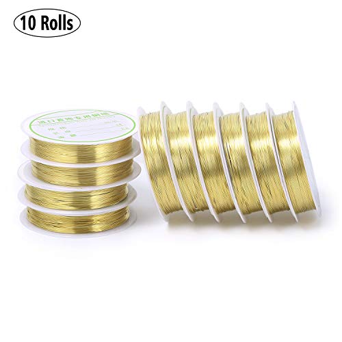 22 Gauge Brass Wire Light Gold Plated Tarnish Resistant Wire Supplies for Jewelry
