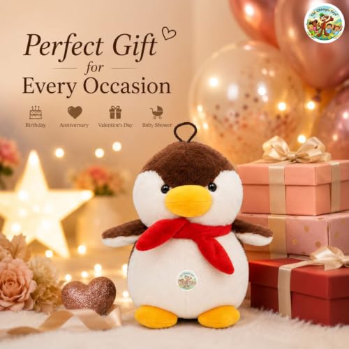 Image of CHI-CHIMPU TOYSs Fur Penguin Soft Toy 25 cm | Ultra Soft Plush Stuffed Penguin for Kids | Cute Hugging Plush Animal | Baby Safe Cuddly Toy | Birthday Gift for Boys, Girls & Penguin Lovers