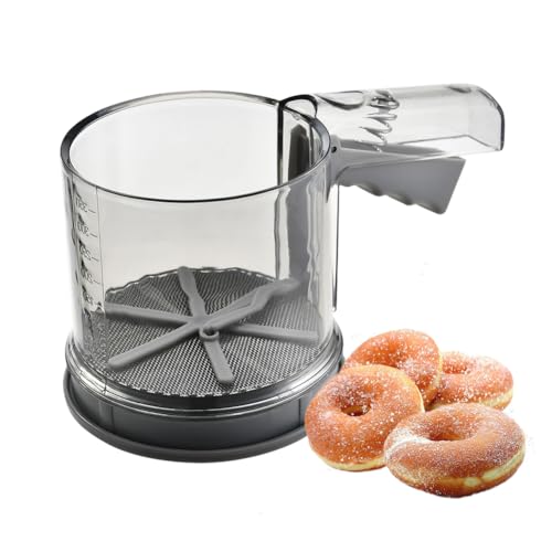 Penbinmall Spargitore per zucchero a velo, colino per farina, mandorle in polvere e zucchero a velo, colino con una sola mano con filtro in acciaio inox a maglia fine, per farina, mandorle in polvere