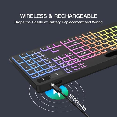 Soueto WK713-S-BK-US Wireless Keyboard With 7-Color Rgb Backlit thumb #5