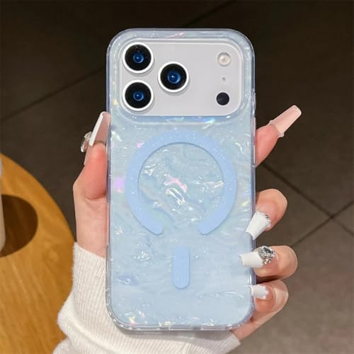 Coque arrière bleue iPhone 14 avec protection texturée à paillettes