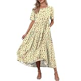 Vestido Mujer Elegante Fiesta Original Vestidos De Liquidación Manga Corta Cuello En V para Oficina Playa Fiesta