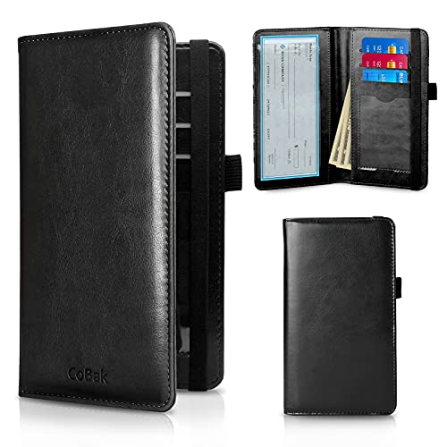Cobak Checkbook Cover - Premium Leather Check Book Holder Wallet With Rfid Blocking Function For Men And Women,Black #TOP1