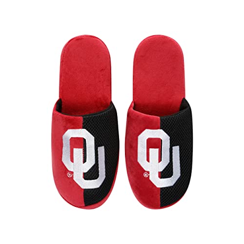 Image of FOCO Oklahoma Sooners NCAA Mens Team Logo Staycation Slippers