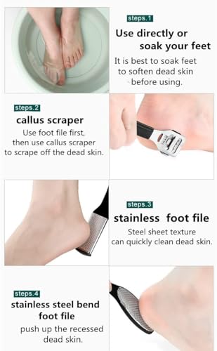 Vitalogy - Pedicure Tools for Feet - 8 in 1 Pedicure Kit | Foot Scrubber for Dead Skin, Callus Remover, Foot Scraper, Foot File, Pitchfork, Filer for Nail Repair - 1 Set (Black) - Image 6