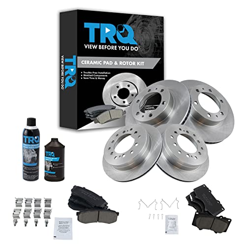TRQ Front and Rear Brake Pad & Rotor Kit Brake Chemical Kit Brake Pads Brake Rotor Ceramic Compatible with 2003-2009 Toyota 4Runner 2007-2009 FJ Cruiser