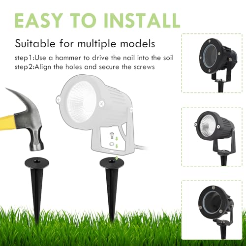 12 Packs 6.2 Inches Metal Threaded Spikes Solar Light Stakes Replacement LED Solar Light Spikes with 12 Hex Screws Solar Pathway Lights Ground Spikes for Outdoor Yard,Balcony