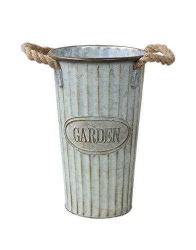 Hogar y Mas Macetero Alto de Metal Vintage pátina Verde Garden