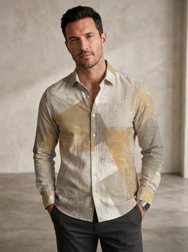 Image of Foomer Brown Solid Self Design Opaque Party Shirts