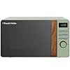 Russell Hobbs RHMD714MG-N 17 Litre Matt Green Digital Microwave with Wood Effect handle and dials'