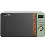 Russell Hobbs RHMD714MG-N 17 Litre Matt Green Digital Microwave with Wood Effect handle and dials'