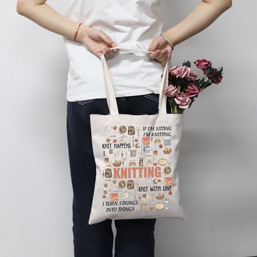 Image of MNIGIU Funny Yarn Gift Knitting Tote Bag Knitting Lover Gift Yarn Storage Bag Knitter G-ift Crochet G-ift