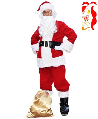 【豪華本格11点セット】 Madrugada サンタ コスプレ メンズ サンタクロース コスチューム クリスマス タトゥーシール付き メンズ S711 (Mサイズ)