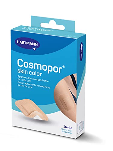 Cosmopor Skin Color: Apósitos Impermeables, Estériles, Perfectos para el Tratamiento de Heridas Menores o Postoperatorias; Color Carne; 7,2x5cm; 5 unidades