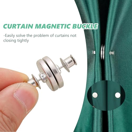 Image of 12 Pairs Curtain Magnets, Magnetic Curtain Clips Closure No Sewing Prevent Light Leaking, Closed Curtains Closure Button Buckle Curtains Holder Clips for Home Bedroom Office Draperies