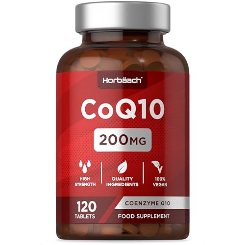 Coenzima Q10 200mg | 120 Comprimidos Veganos | 100% Pura Fermentada Naturalmente | Máxima Potencia | Ubiquinona Coenzyme Q10 | Horbaach