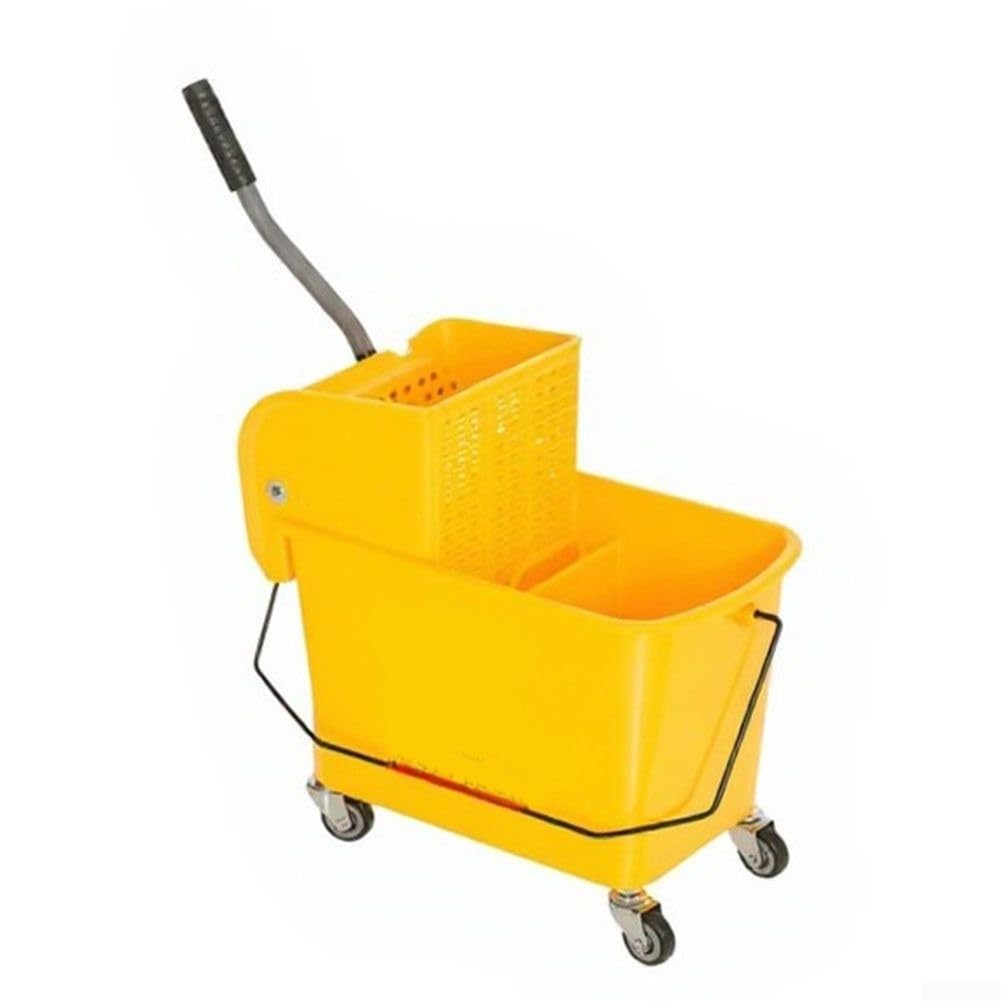 Roust - Cubo de fregona comercial de 24 litros con escurridor, carrito portátil de ABS con ruedas para ARLIME, limpiador de pisos de prensa lateral manos libres para uso doméstico, restaurante y