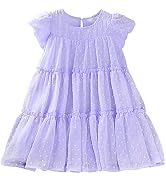 AGQT Toddler Girls Ruffle Dress Sleeveless Flower Girls Swiss Dots Flowy Pleated Party Dress Size...
