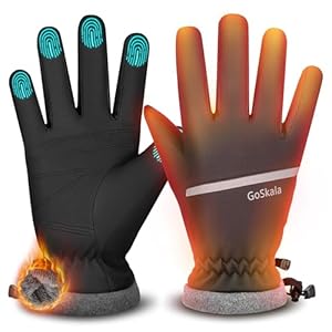 GoSkala Handschuhe Herren Winter Thermohandschuhe Touchscreen Winterhandschuhe Damen wasserdichte Frostfit - Thermo Skihandschuhe wasserdichte Fahrradhandschuhe Dicke Warm Fäustlinge, Schwarz L