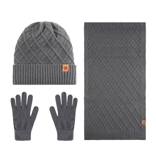 Ensemble bonnet écharpe gant doublé polaire pour éviter le froid