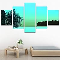 SIGNWIN 5 Panel Canvas Wall Art Modern Art Astronomy & Space Aurora Colorful Global Multicolor Photography for Home Decorations Ready to Hang - 60