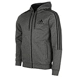 Durchgehender Reißverschluss adidas Herren Essentials 3-Streifen Logo Full Zip Hoodie, Dgreyh/Black, L