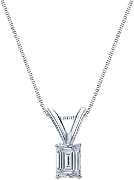 ERAA Jewel 1 CT Emerald Colorless Moissanite Engagement Pendant, Wedding Bridal Pendant, Eternity Sterling Silver Solid Diamond Solitaire -Prong Anniversary Promises Gift for Her