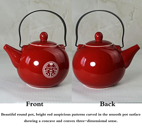 Fiesta Chinese Tea Gift Set 1 Teapot 4 Cups Porcelain Tray For Ceremony Wedding Party Home Decor #TOP4