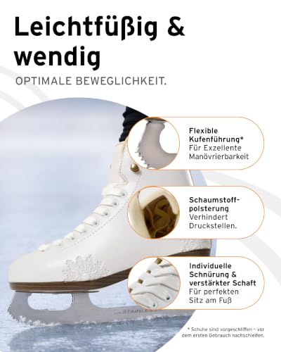 HEAD Eiskunstlauf Schlittschuhe Amber I Damen Schlittschuhe mit Edelstahlkufe I Schneeflocken-Design I ideal für Einsteigerinnen - Weiß – Ansicht 3