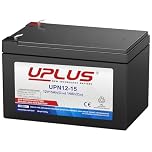 UPLUS UPN12-15 12V 15Ah Rechargeable Agm Battery with T2(F2) Terminal, SLA Battery Replacement Batteries for Golf Trolley, UPS System, Electric Scooter, Mobility, Home Alarm System